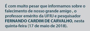 Nota de falecimento do professor Fernando Cardim de Carvalho Nota de falecimento do professor Fernando Cardim de Carvalho